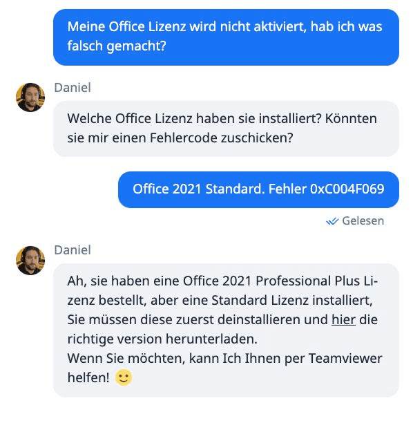 Keywi Support Chat Beispiel